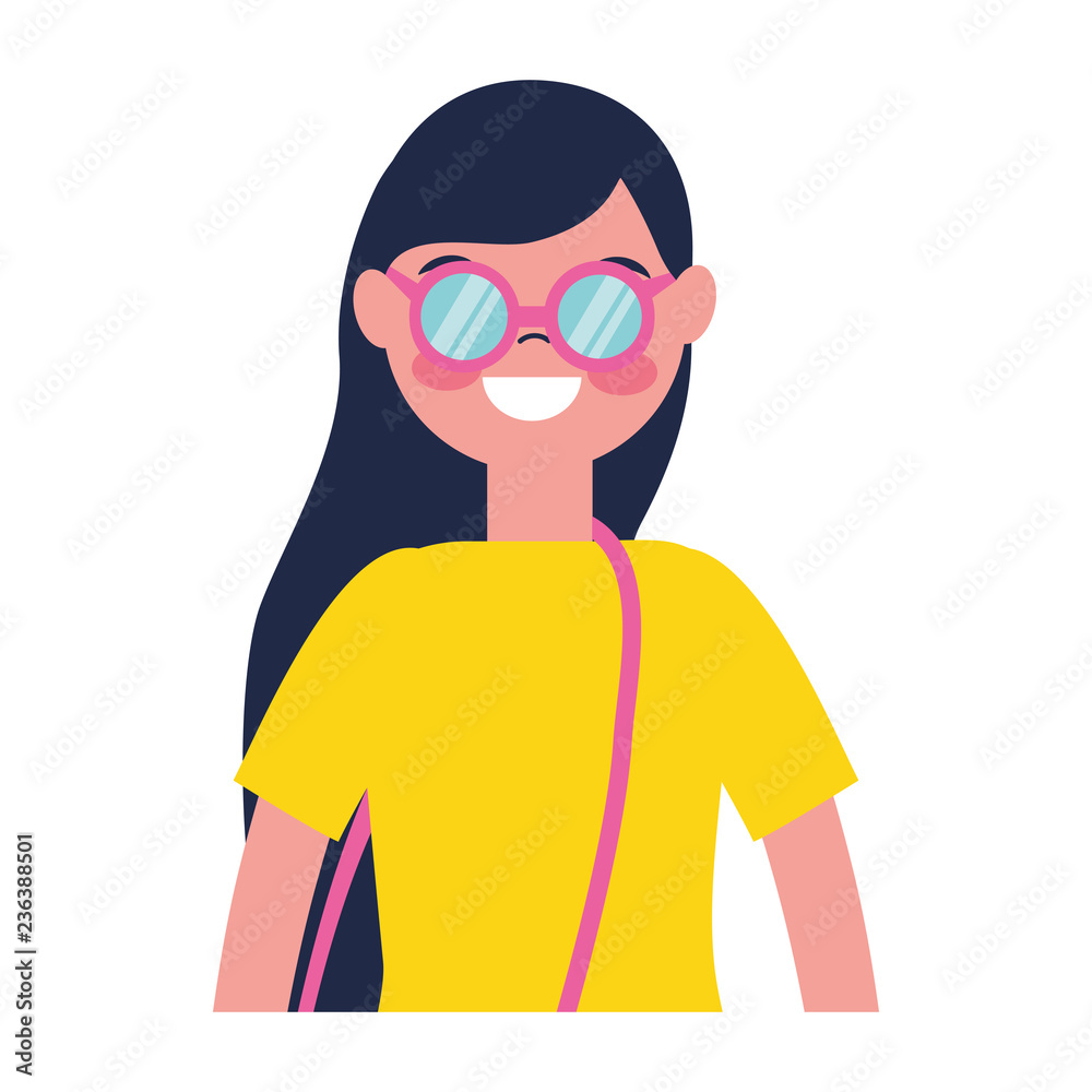 traveler woman tourist on white background traveler woman tourist on white background
