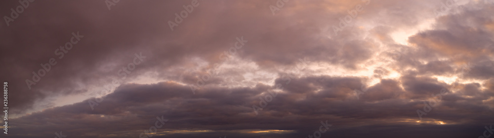 Panoramic photo of clouds at sunset