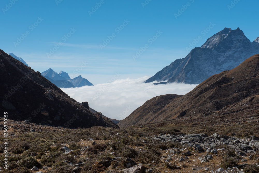 Chola pass,one of pass on Everest base camp trekking route region,Nepal