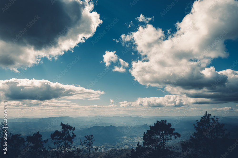 Sky and mountain views landscape Blue tone Sky and mountain views landscape Blue tone
