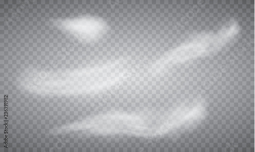 Transparent special effect stands out with fog or smoke. White cloud vector, fog or smog. Vector illustration.