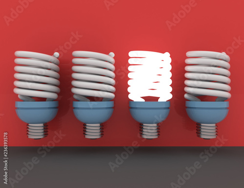 light bulb.individuality and different creative idea concepts . 3D rendered illustration photo