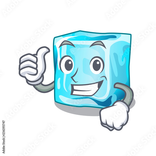 Thumbs up ice cubes wiht mascot on above