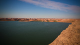 Panoramic view to Yoa lake group of Ounianga kebir lakes at the Ennedi, Chad
