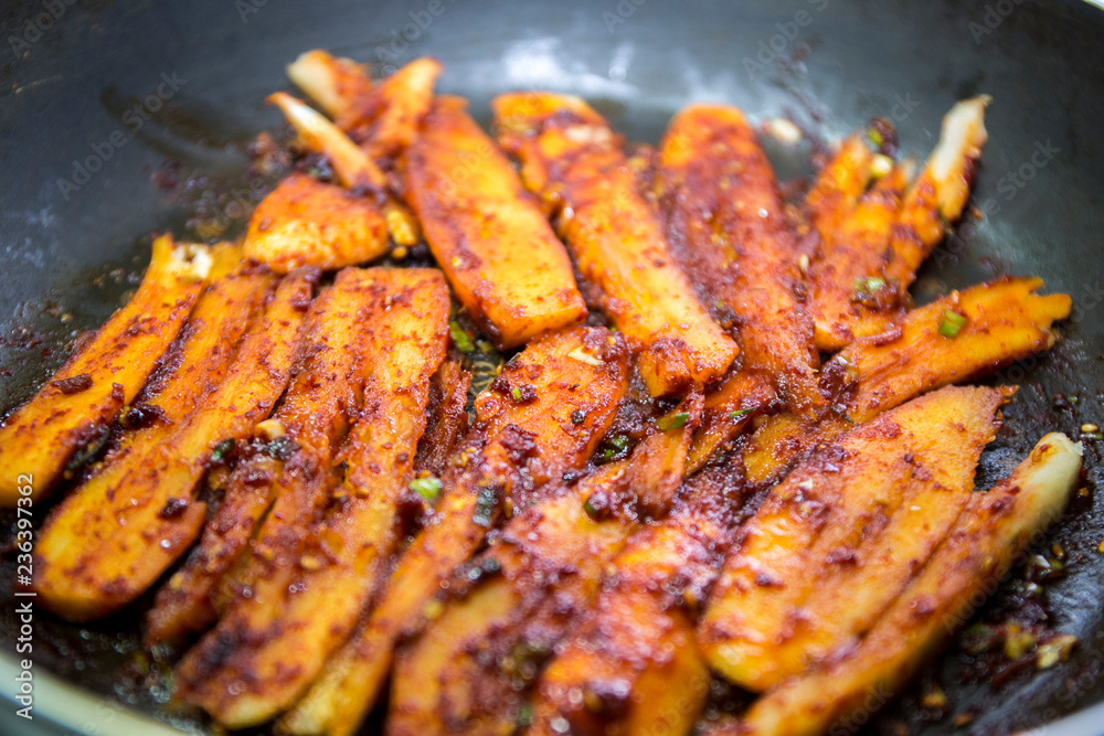 Deodeok Gui, Korean Food Deodeok Gui, Korean Food