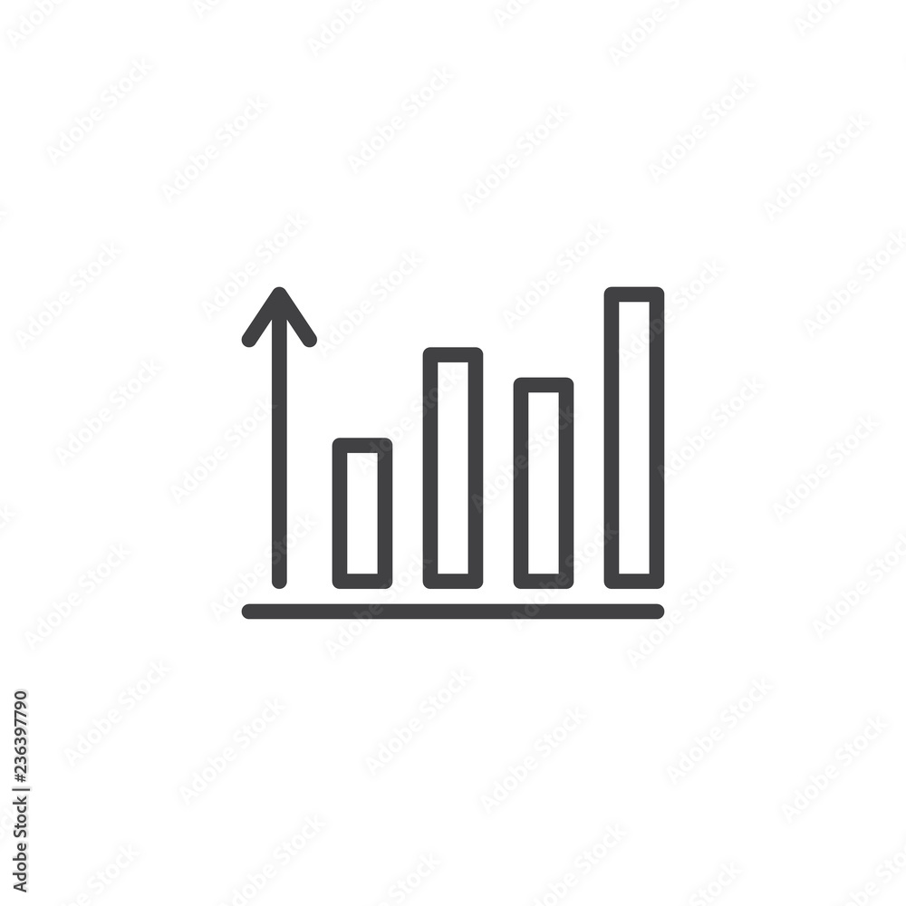 Growing graph outline icon. linear style sign for mobile concept and web design. Business graph chart simple line vector icon. Symbol, logo illustration. Pixel perfect vector graphics Growing graph outline icon. linear style sign for mobile concept and web design. Business graph chart simple line vector icon. Symbol, logo illustration. Pixel perfect vector graphics