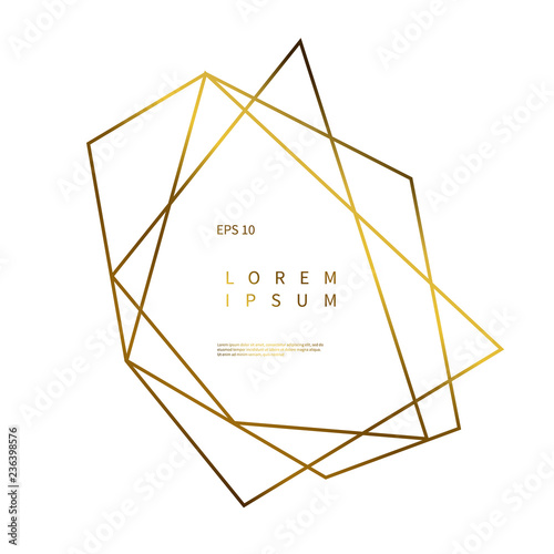 Obraz na plátně Logo with gold geometric polyhedron shape on white background