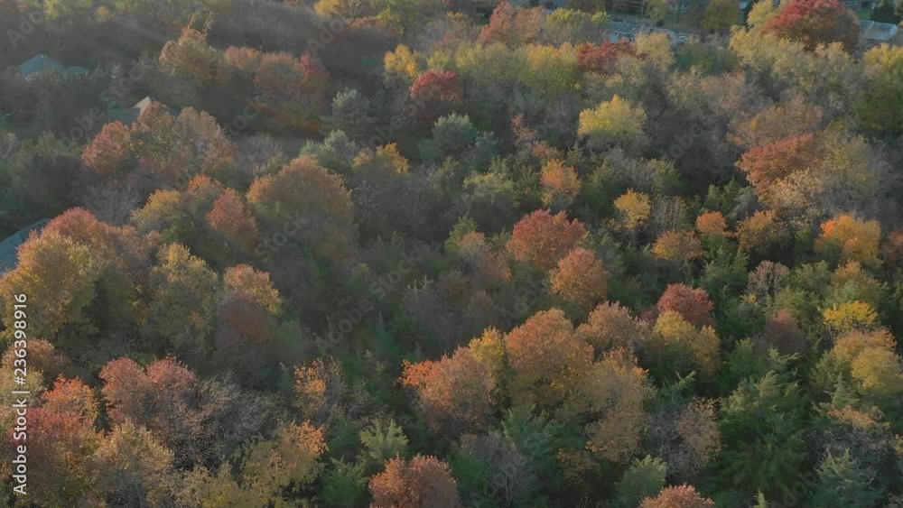 Aerial of Mohonk Mountain in New Paltz, New York during Fall Aerial of Mohonk Mountain in New Paltz, New York during Fall