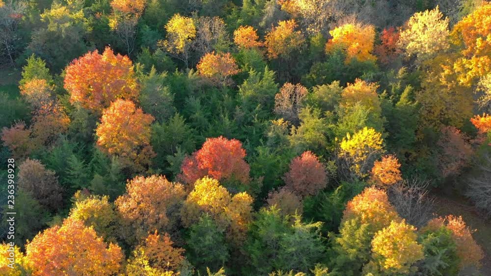 Aerial of Mohonk Mountain in New Paltz, New York during Fall Aerial of Mohonk Mountain in New Paltz, New York during Fall