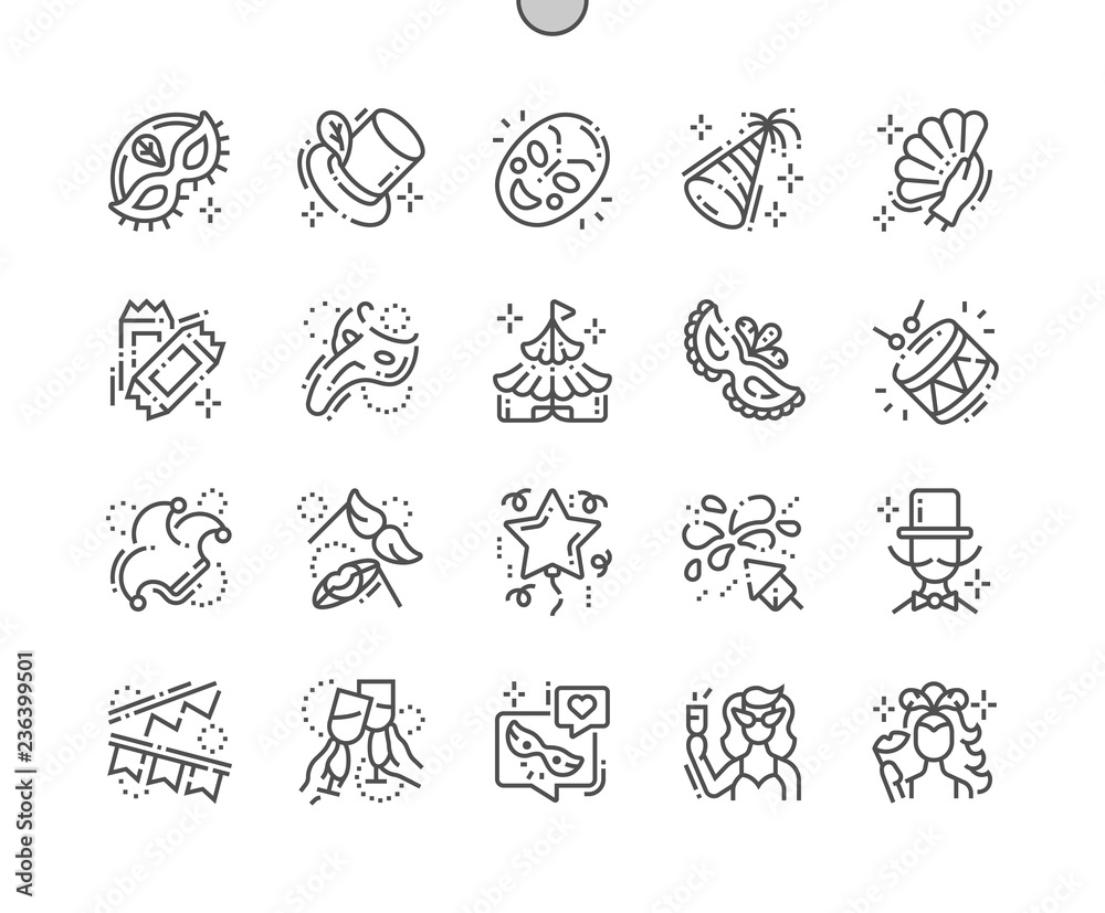 Carnival Well-crafted Pixel Perfect Vector Thin Line Icons 30 2x Grid for Web Graphics and Apps. Simple Minimal Pictogram