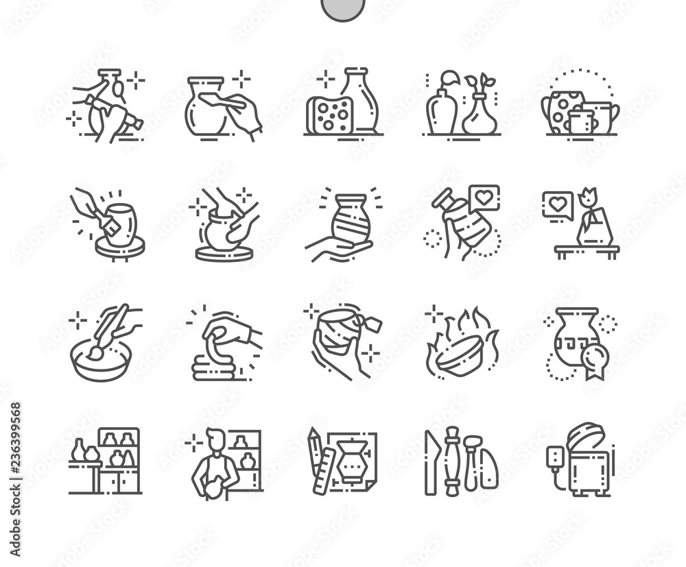 Pottery production Well-crafted Pixel Perfect Vector Thin Line Icons 30 2x Grid for Web Graphics and Apps. Simple Minimal Pictogram