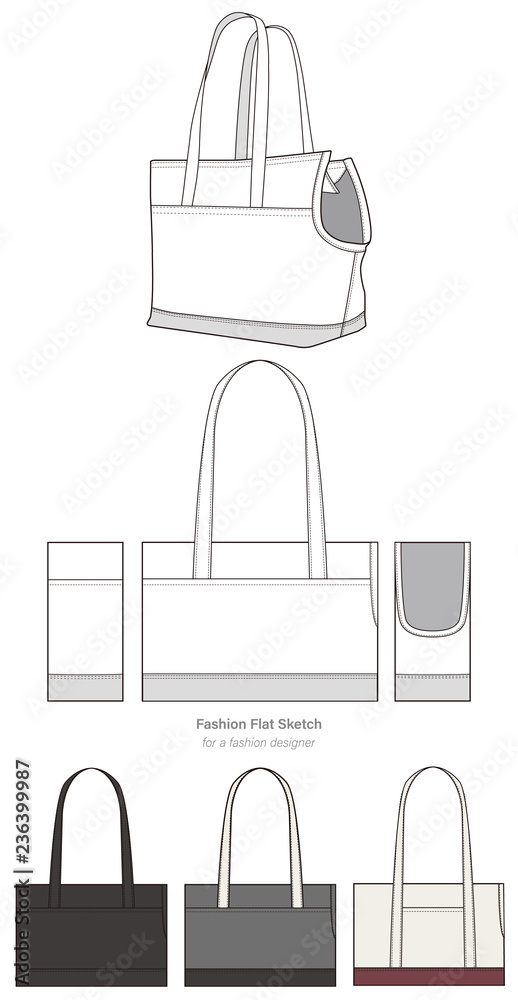 Pet Canvas Carrier flat technical drawing template Stock Vector | Adobe ...