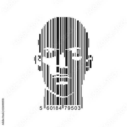 vector of bar-code combined with man face
