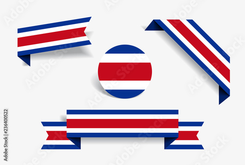 Tableau sur toile Costa Rican flag stickers and labels. Vector illustration.