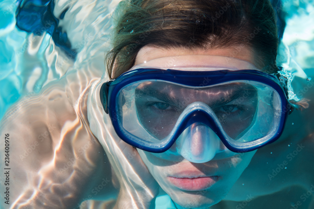 Man under water. Vacation and holidays. Man under water. Vacation and holidays.
