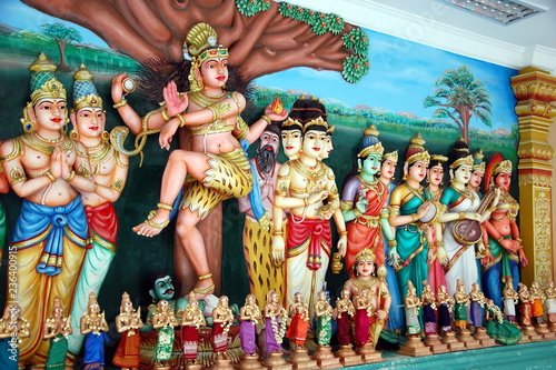 Decorations in the interiors of the Sri Mahamariamman. Hindu Temple is situated at edge of Chinatown in Jalan Bandar