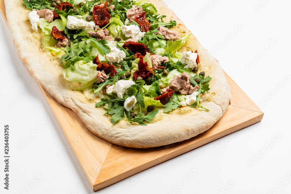tasty pizza on white background