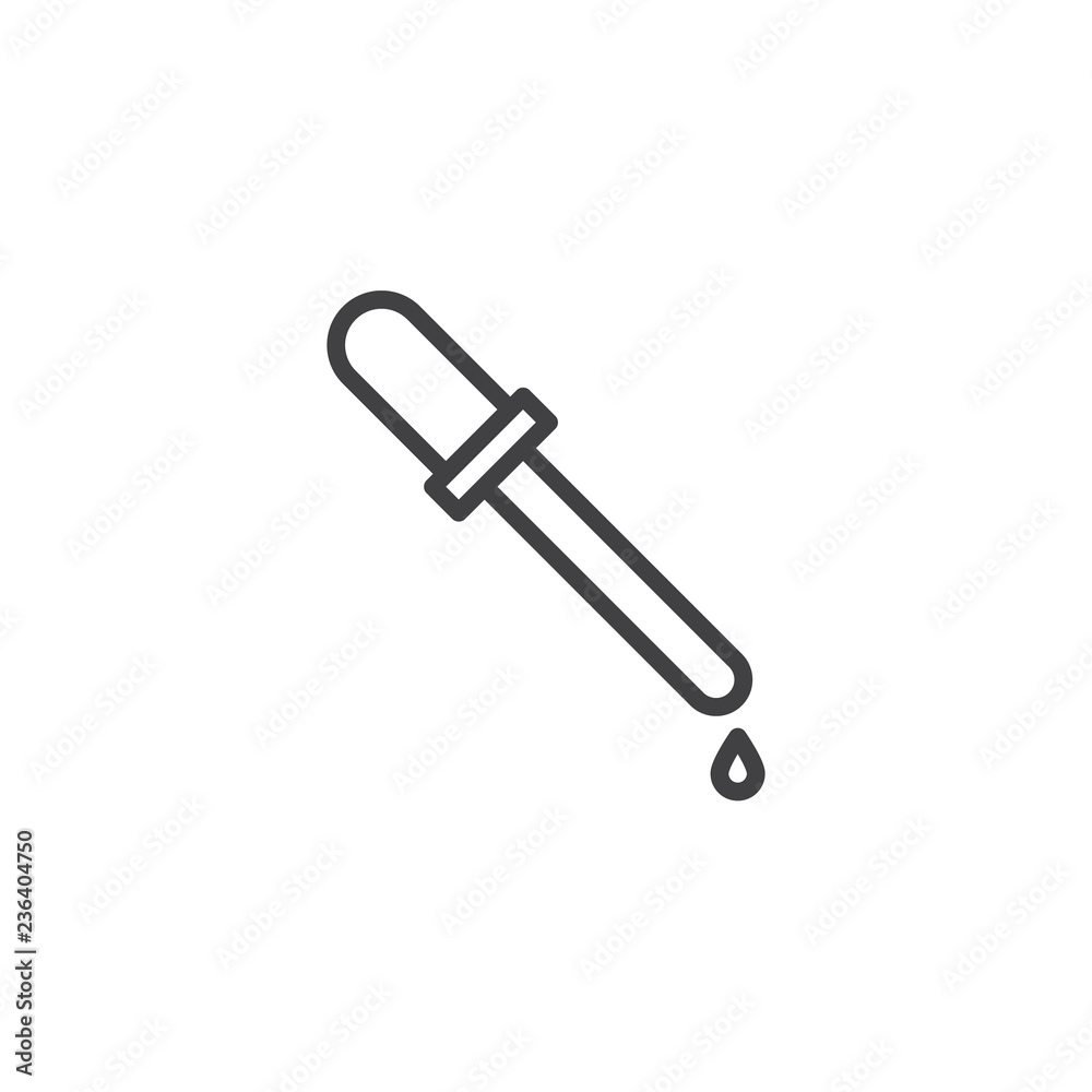 Eye dropper outline icon. linear style sign for mobile concept and web design. Pipette and medicine drop simple line vector icon. Pharmacy symbol, logo illustration. Pixel perfect vector graphics