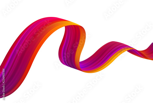 Colorful spiral brush stroke drawn on white background.