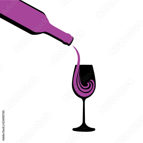 Abstract Wine Bottle Pouring into a Wineglass