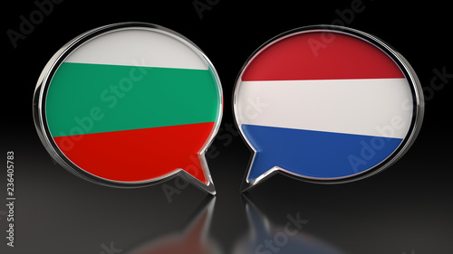 Free Download Bulgaria and Netherlands flags with Speech Bubbles. 3D illustration - GFXLoad