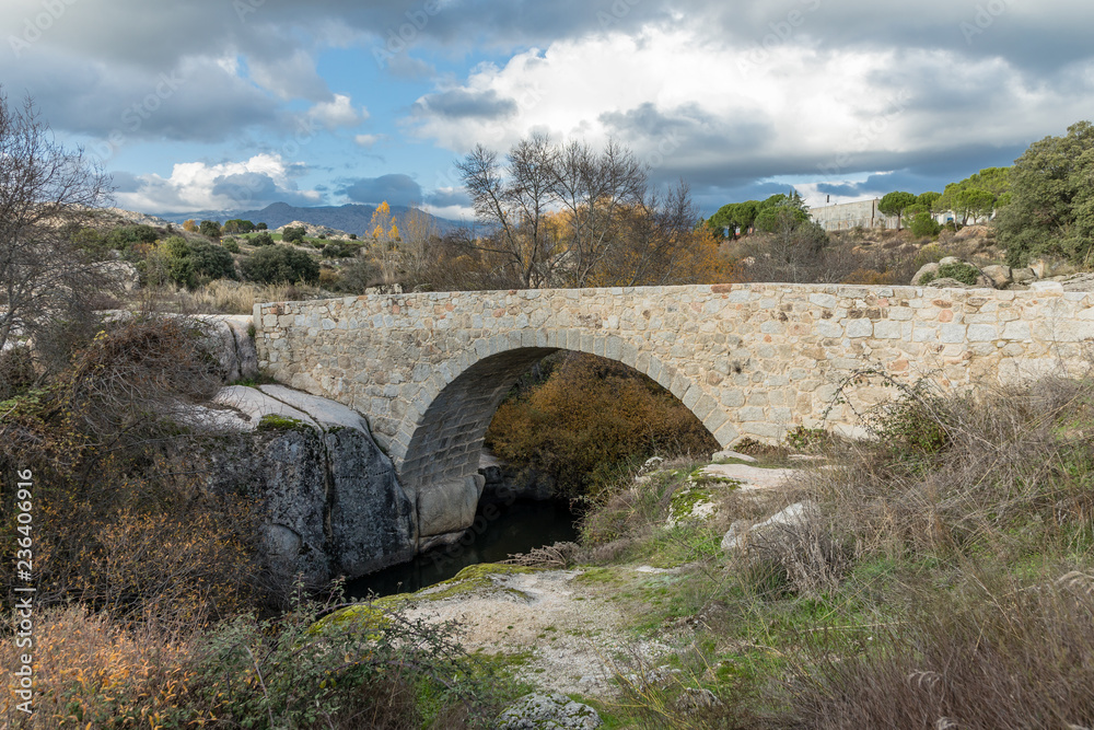 Medieval bridge of the Batan in Colmenar Viejo, Madrid