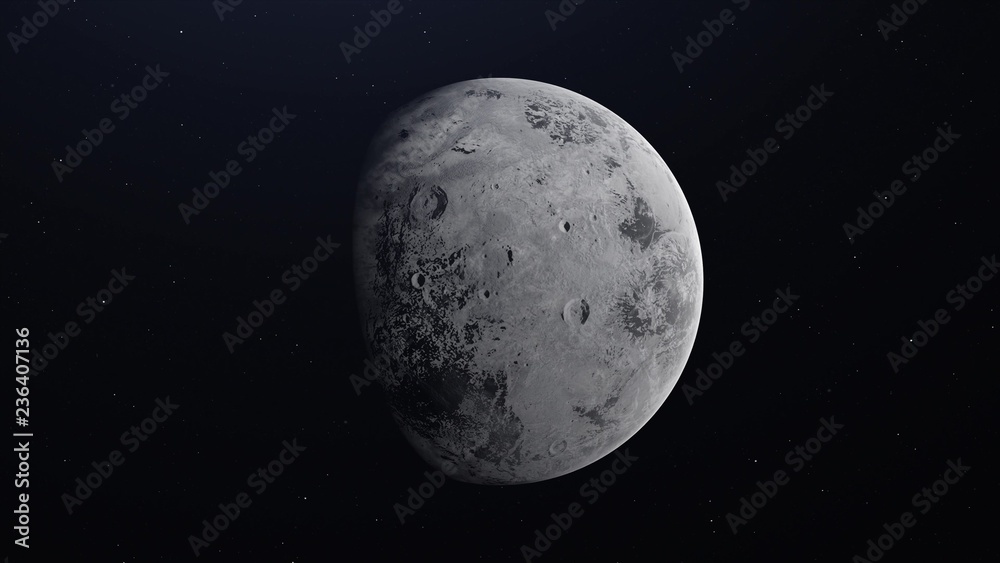 Haumea dwarf planet in the outer space. 3D render Haumea dwarf planet in the outer space. 3D render