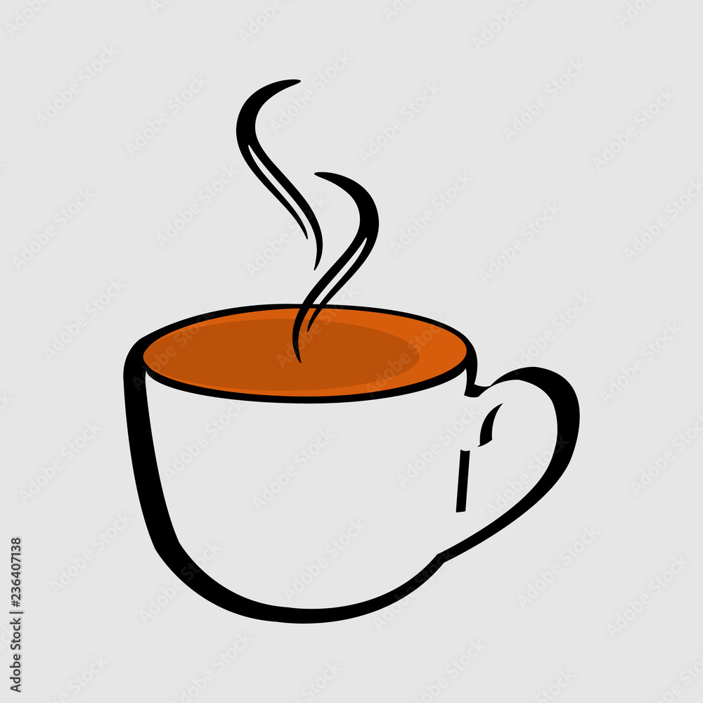 Illustration of steaming hot beverage in mug Illustration of steaming hot beverage in mug