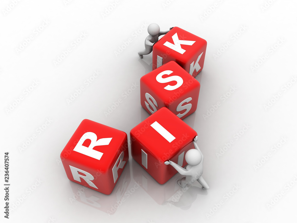 3d rendering business team pushing risk cube 3d rendering business team pushing risk cube