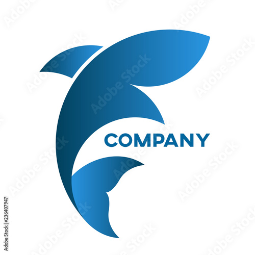 Letter F and fish logo