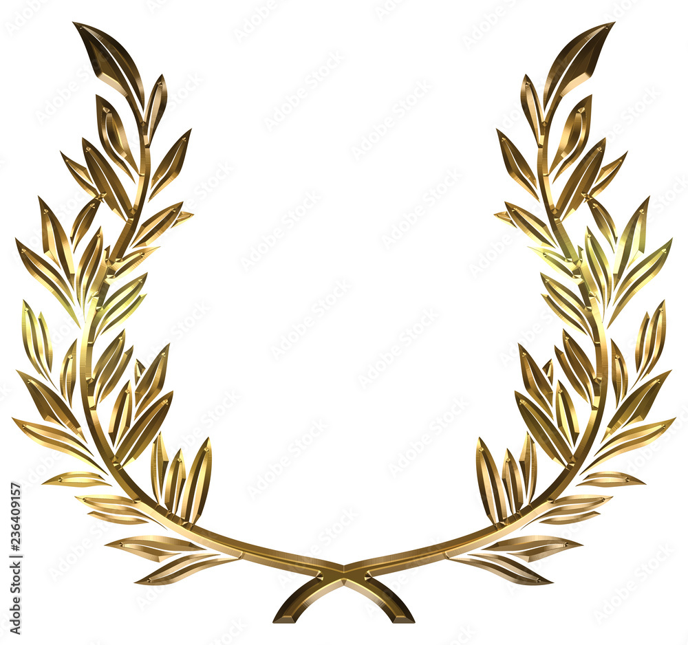 メタリックの質感の月桂樹のオーナメント ローレルリース 飾り囲み Metal Laurel Wreath Stock Illustration Adobe Stock