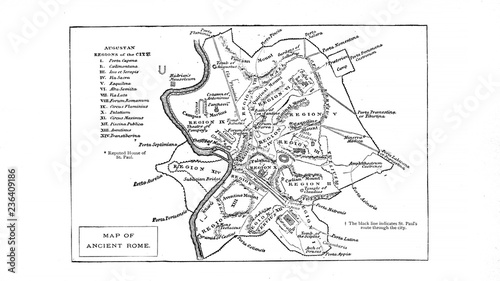 Canvas Print Map of Rome