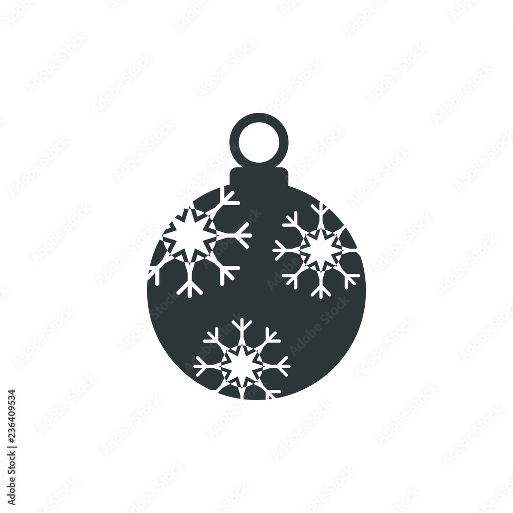 Christmas ball with snowflake Icon flat vector. xmas ball icon vector