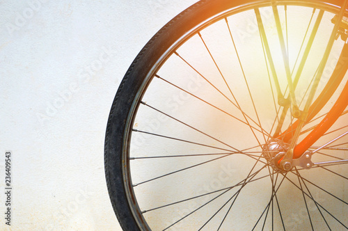 vintage bicycle wheel / close up of details bicycle wheel spokes