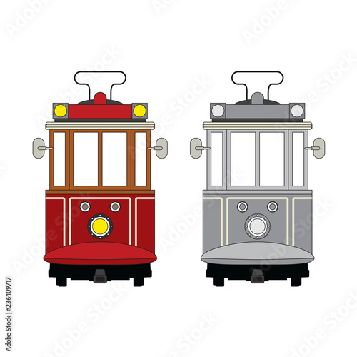 Traditional Beyoglu Tram, Istanbul, Turkey. Vector illustration. photo