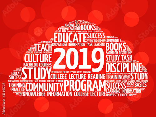 2019 Education word cloud collage, business concept background