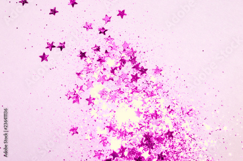Purple glitter and glittering stars in vintage nostalgic colors