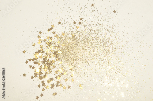 Golden glitter and glittering stars in vintage colors