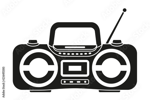 Black and white boombox silhouette