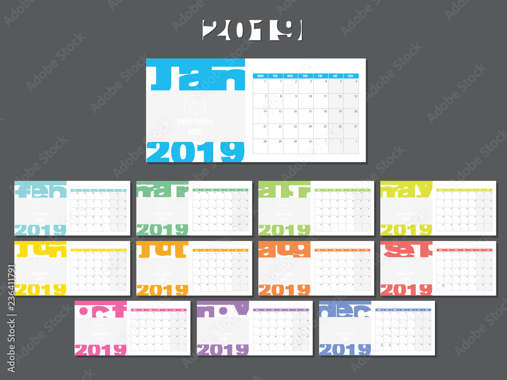 Calendar Planner for 2019 Year. Calendar Planner for 2019 Year.