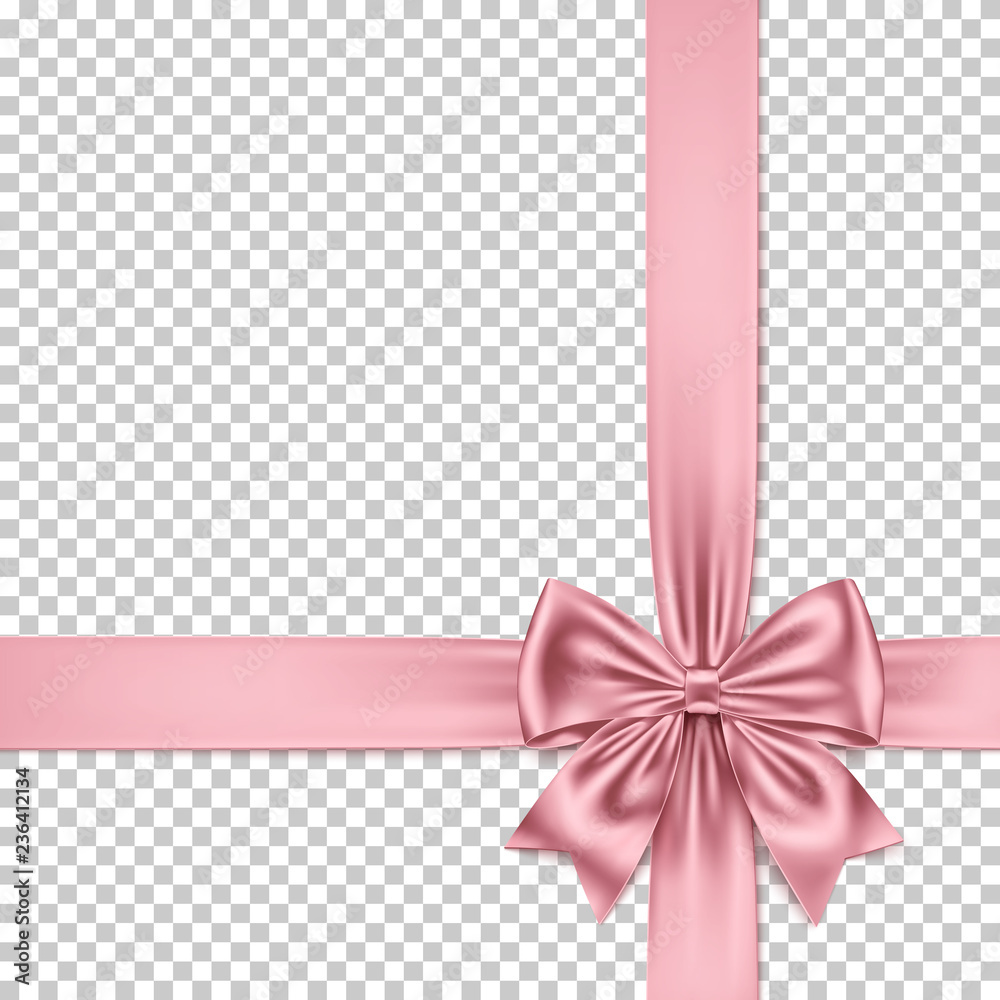 Rose gold bow and ribbon isolated on transparent background. Stock