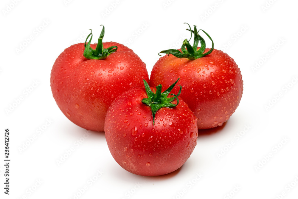 Three ripe tomatoes isolated on white background Three ripe tomatoes isolated on white background