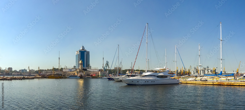 Yacht parking in the seaport of Odessa, Ukraine