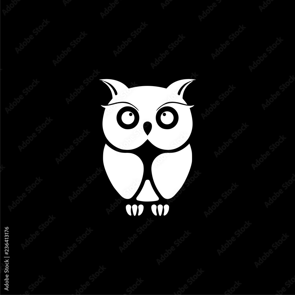 Owl Logo Template, Owl icon on logo on dark background