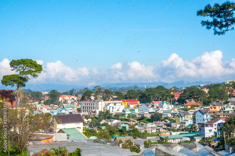 view of the city of the city in Dalat vietnam