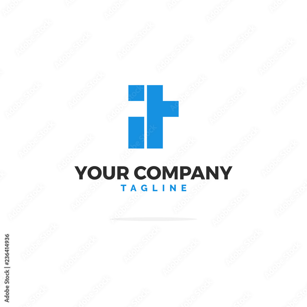 Blue Vector IT Logo Clean Blocks Blue Vector IT Logo Clean Blocks