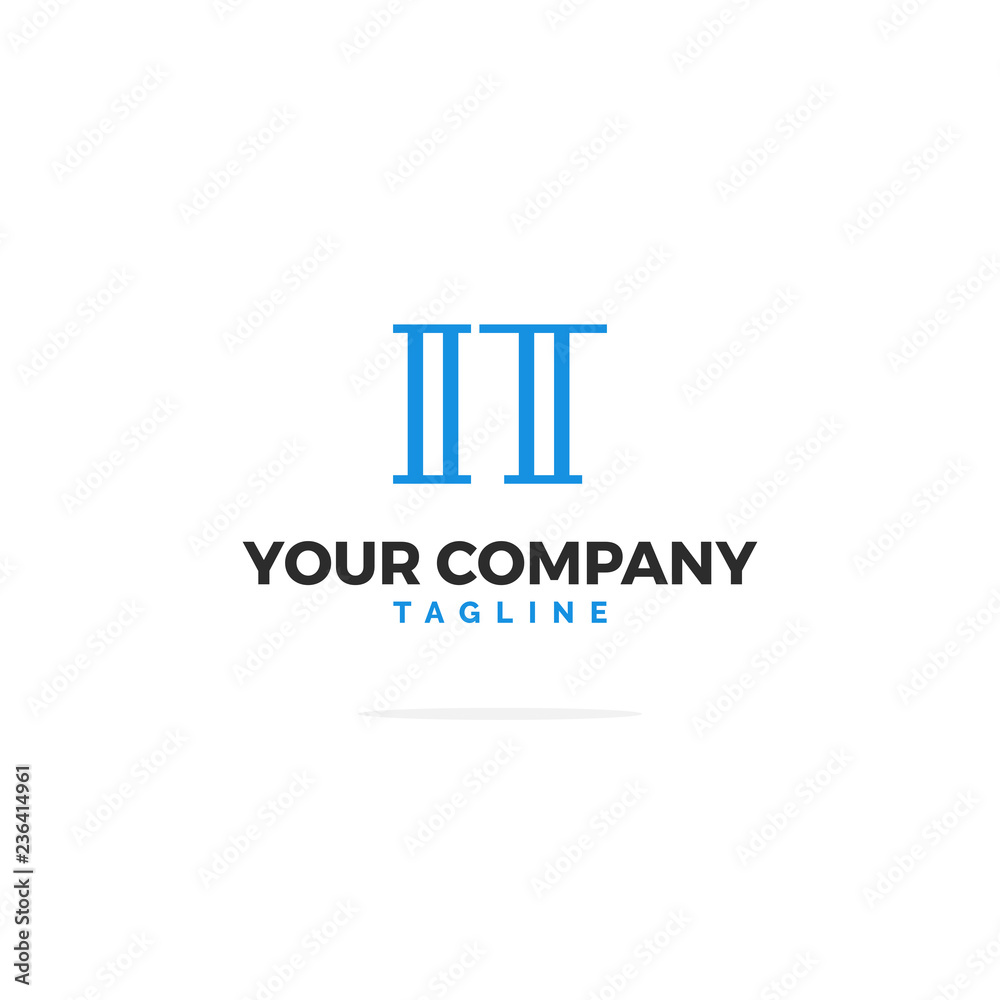 Blue Vector IT Logo Thin Hollow