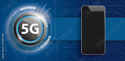 5G Button Circuit Board Banner Data Smartphone