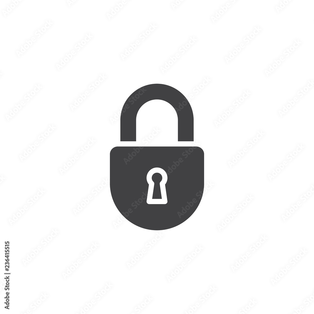 Locked padlock vector icon. filled flat sign for mobile concept and web design. Padlock lock simple solid icon. Symbol, logo illustration. Pixel perfect vector graphics