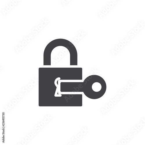 Lock with key vector icon. filled flat sign for mobile concept and web design. Input key padlock simple solid icon. Symbol, logo illustration. Pixel perfect vector graphics